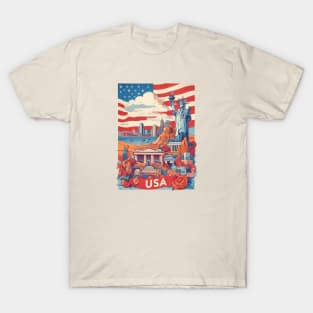 Vintage Travel USA Design T-Shirt